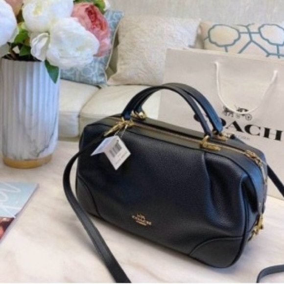 Coach Lane Satchel Crossbody Bag in Black Pebble Leather - Picture 10 of 10